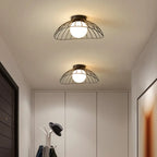 Plafonnier semi-encastré moderne en métal à motif losange pour couloir