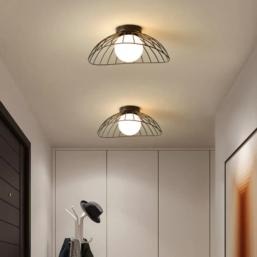 Plafonnier semi-encastré moderne en métal à motif losange pour couloir