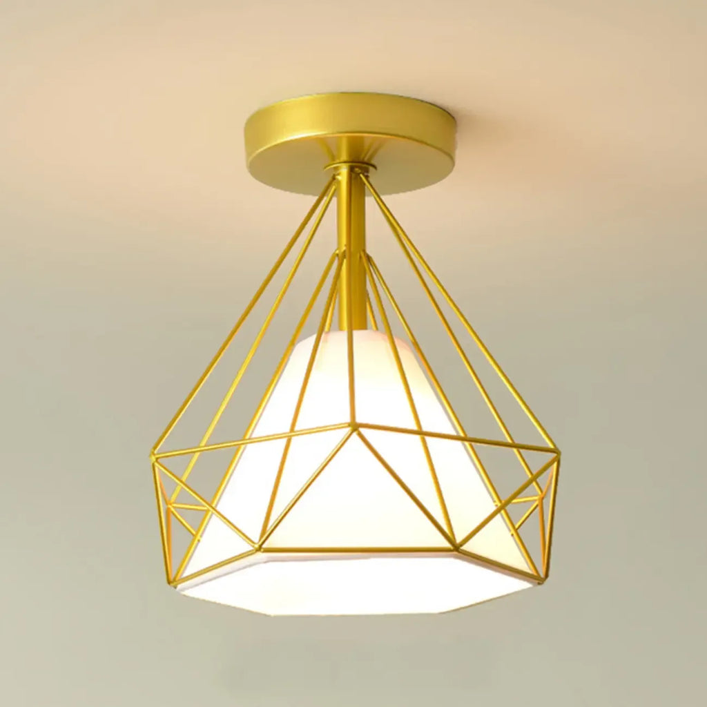 Plafonnier semi-encastré moderne en métal à motif losange pour couloir
