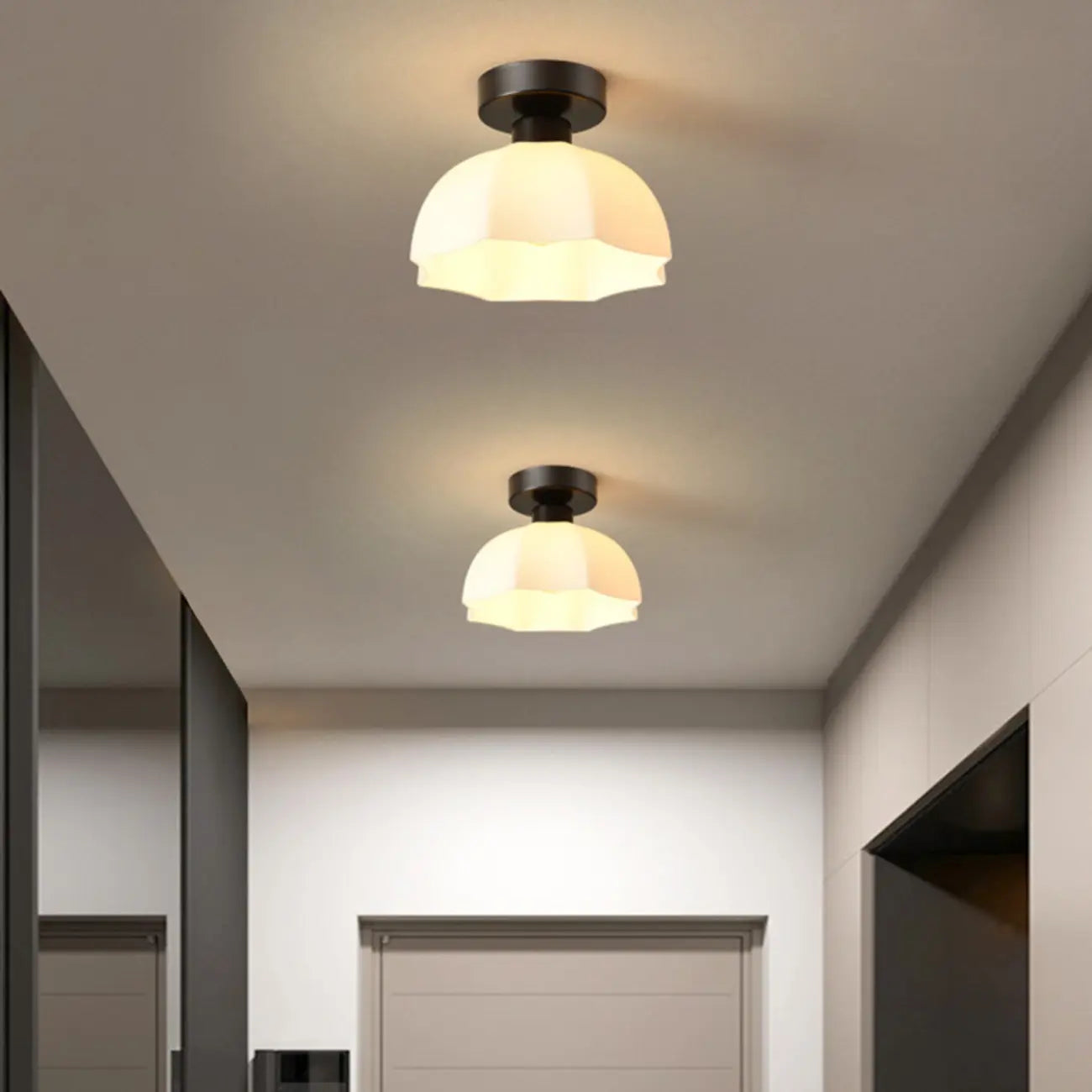 Plafonnier semi-encastré moderne en métal à motif losange pour couloir
