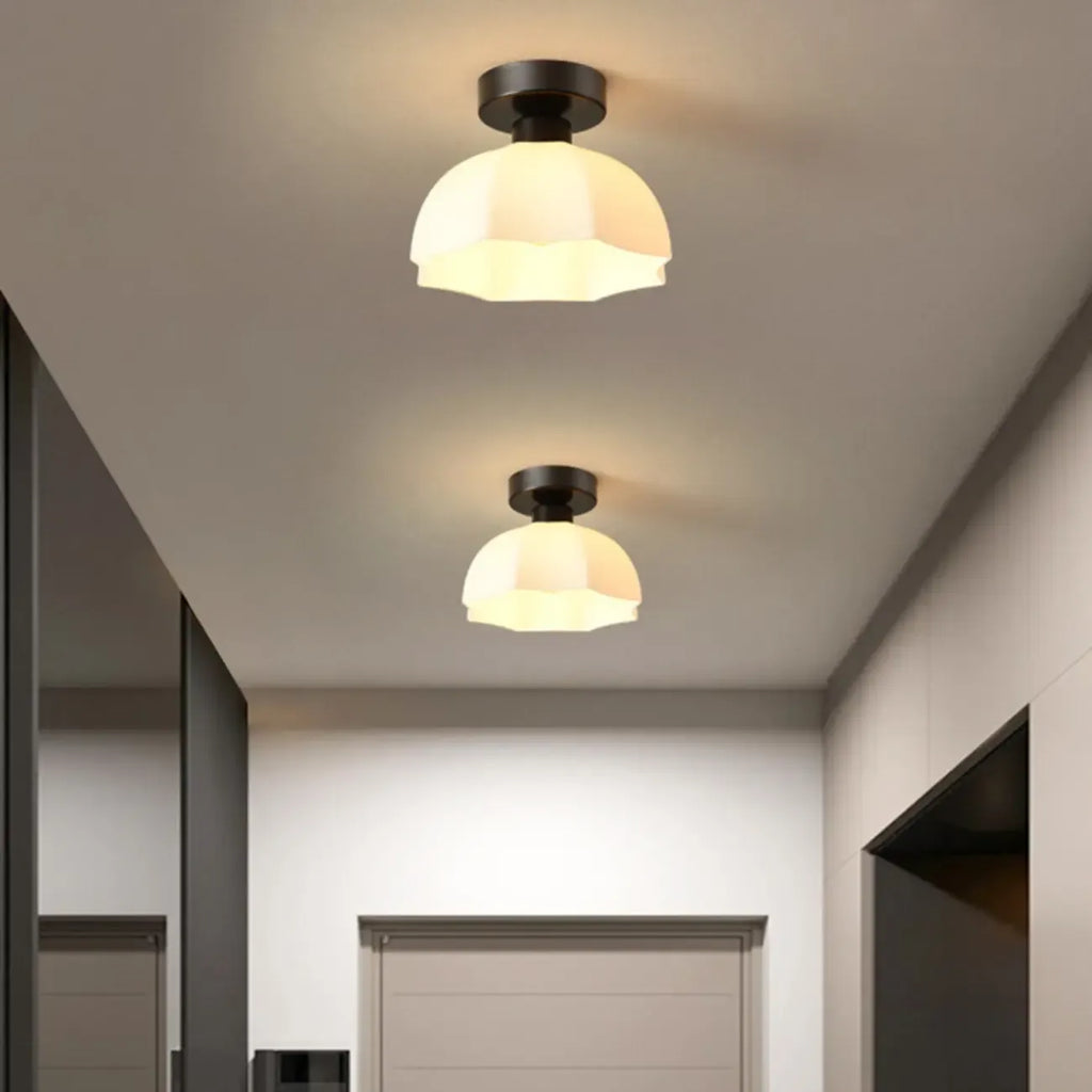 Plafonnier semi-encastré moderne en métal à motif losange pour couloir