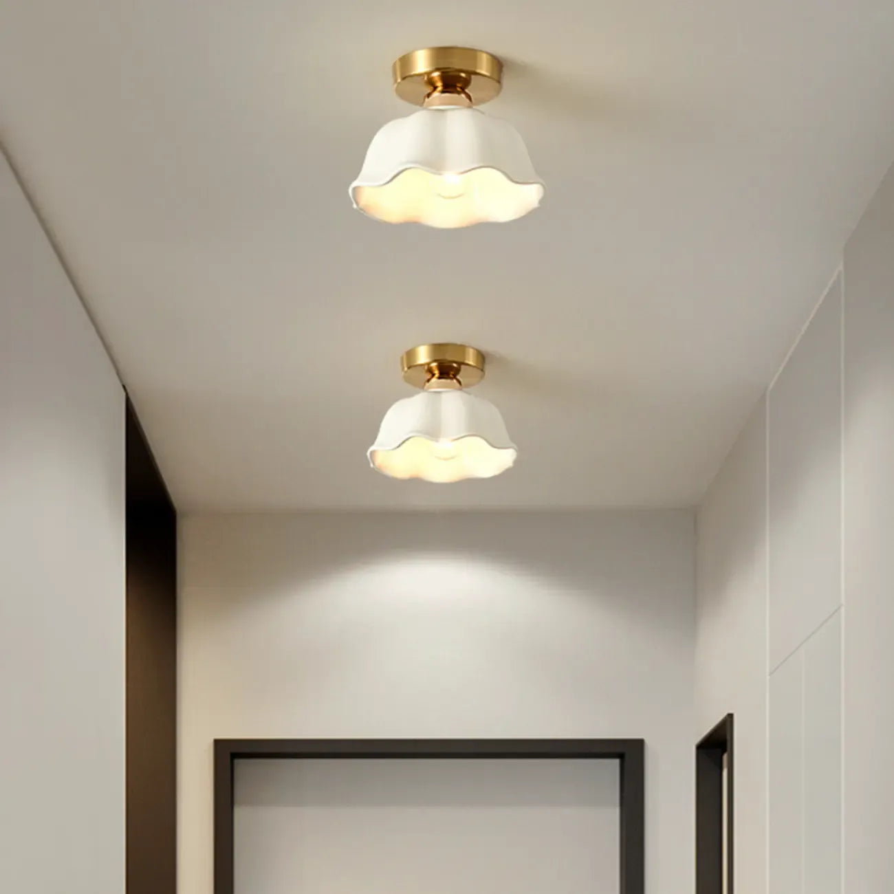 Plafonnier semi-encastré moderne en métal à motif losange pour couloir