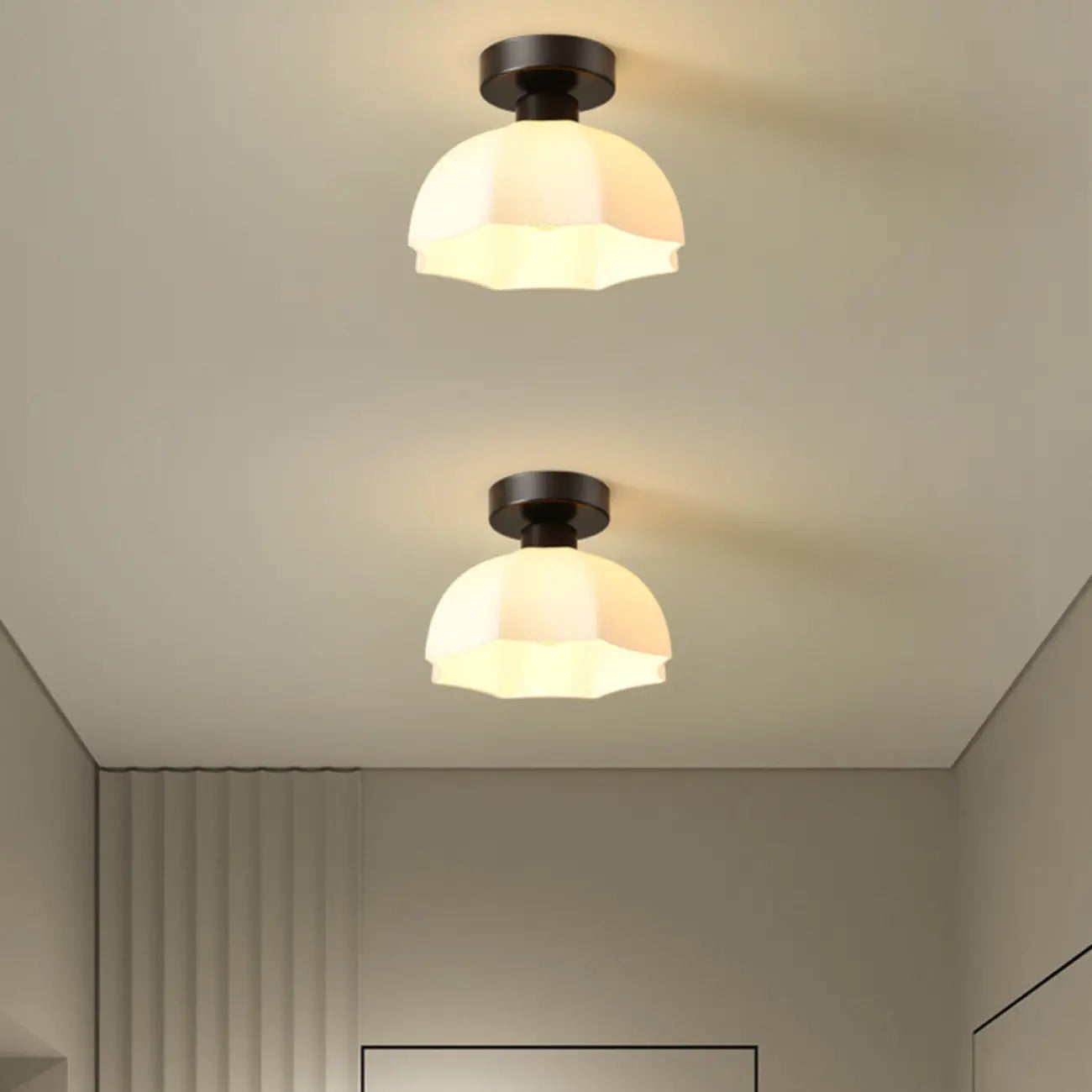Plafonnier semi-encastré moderne en métal à motif losange pour couloir