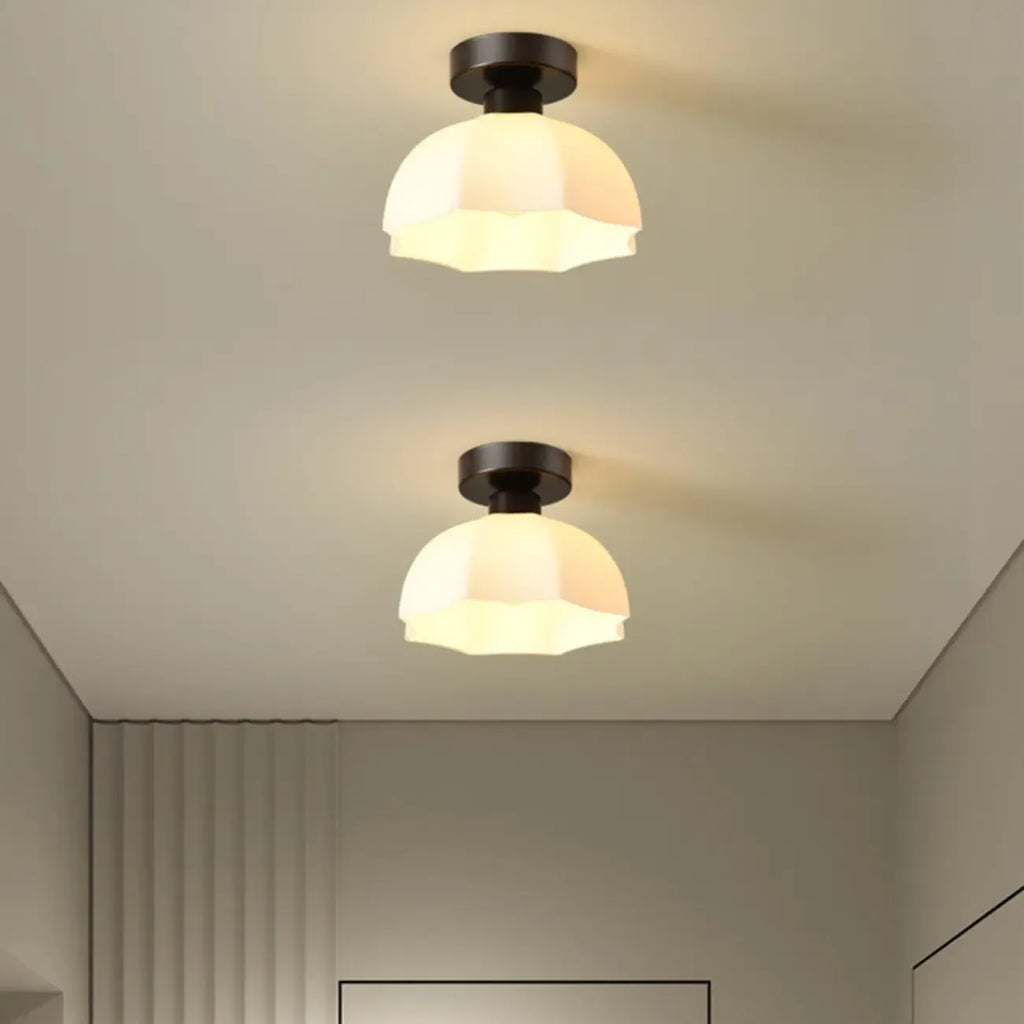 Plafonnier semi-encastré moderne en métal à motif losange pour couloir