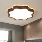 Plafonnier LED encastré en bois de noyer à motif floral