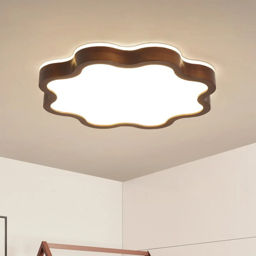 Plafonnier LED encastré en bois de noyer à motif floral