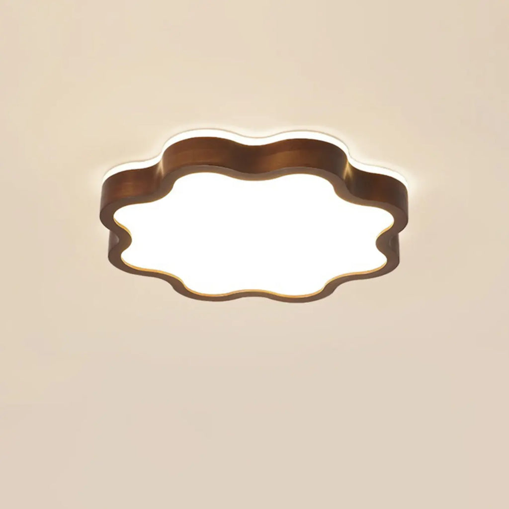 Plafonnier LED encastré en bois de noyer à motif floral