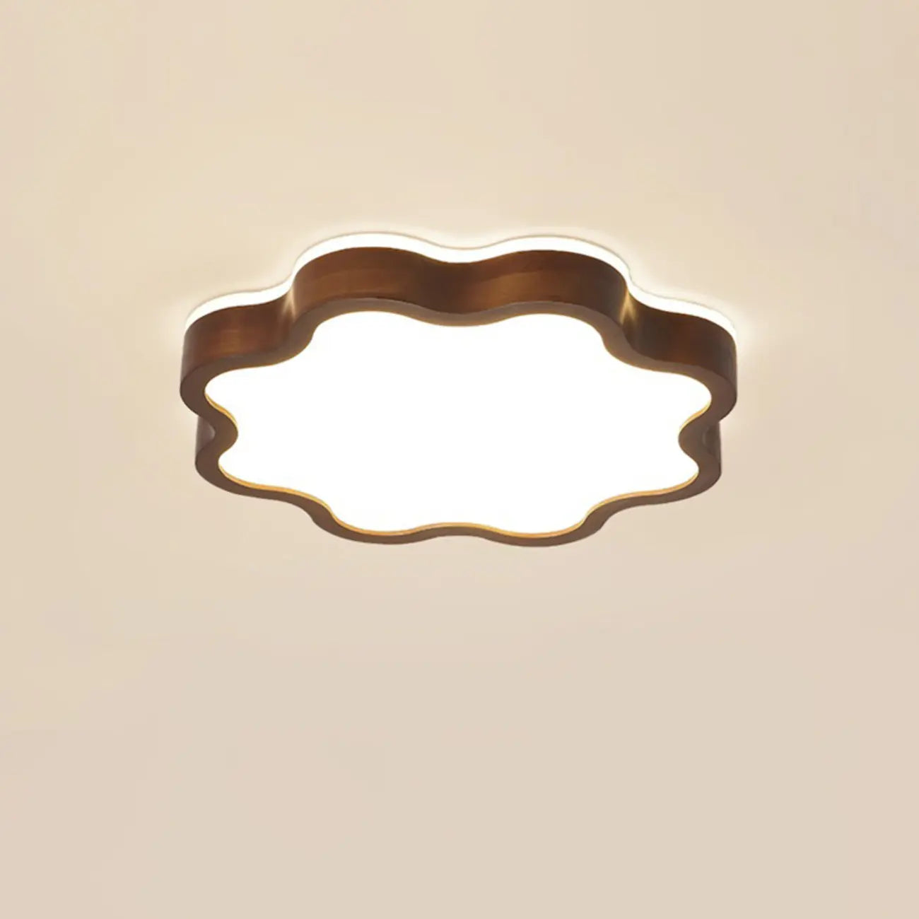 Plafonnier LED encastré en bois de noyer à motif floral