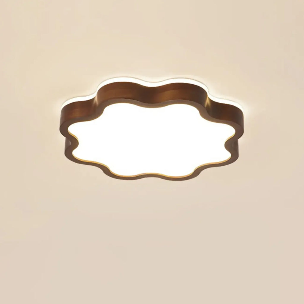 Plafonnier LED encastré en bois de noyer à motif floral