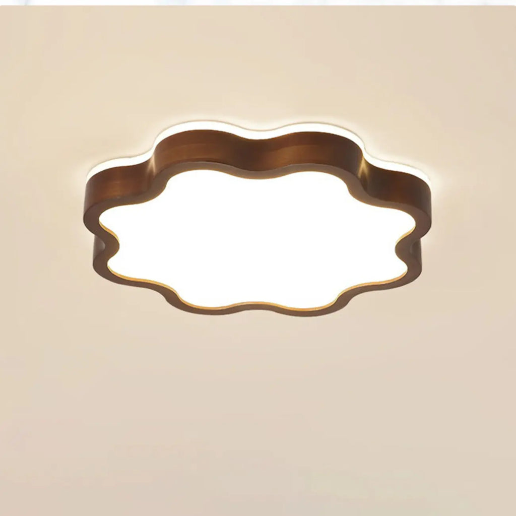 Plafonnier LED encastré en bois de noyer à motif floral