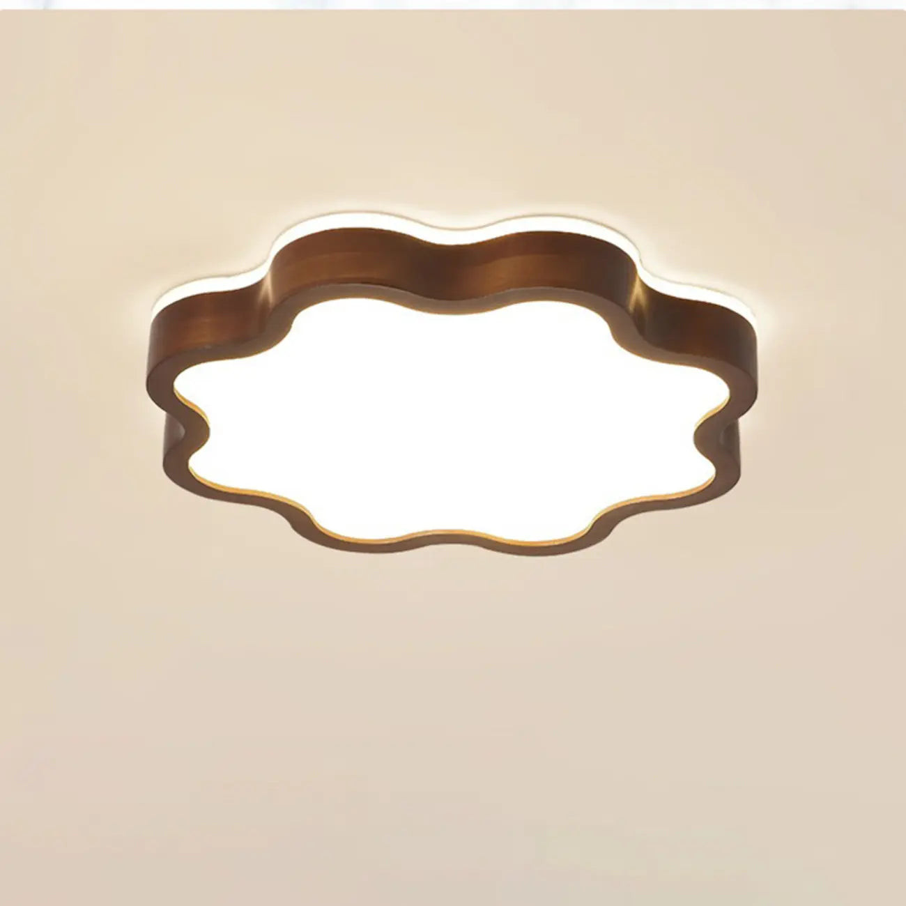 Plafonnier LED encastré en bois de noyer à motif floral