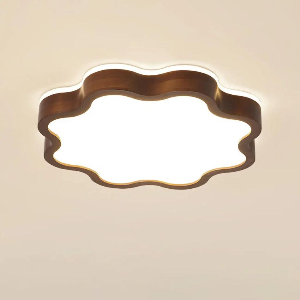 Plafonnier LED encastré en bois de noyer à motif floral