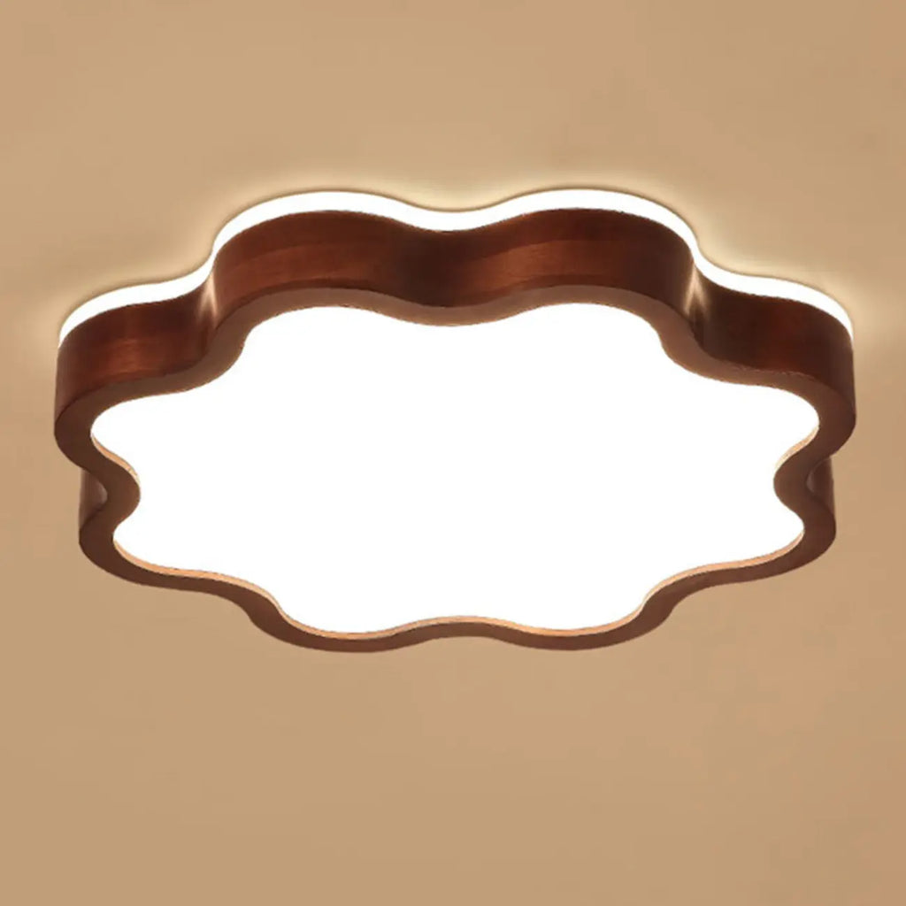 Plafonnier LED encastré en bois de noyer à motif floral