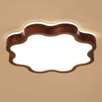Plafonnier LED encastré en bois de noyer à motif floral