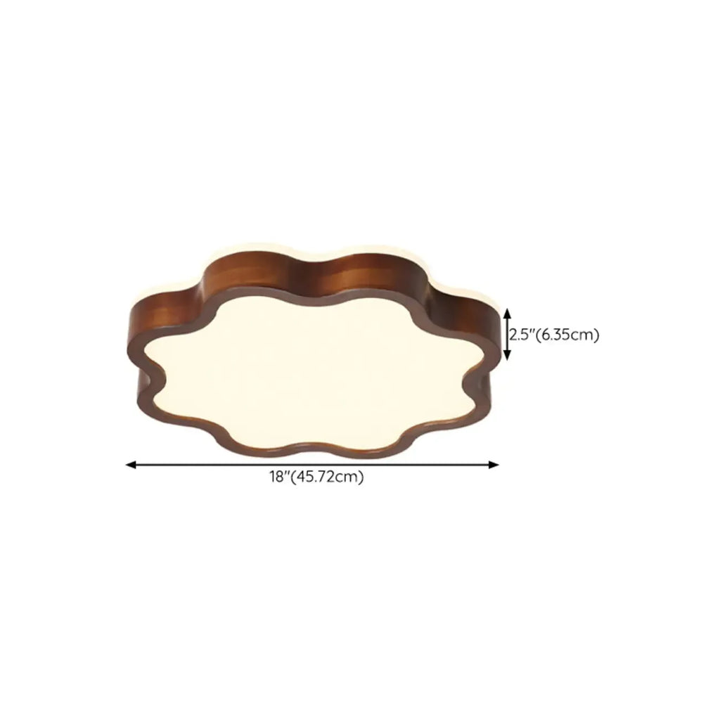 Plafonnier LED encastré en bois de noyer à motif floral