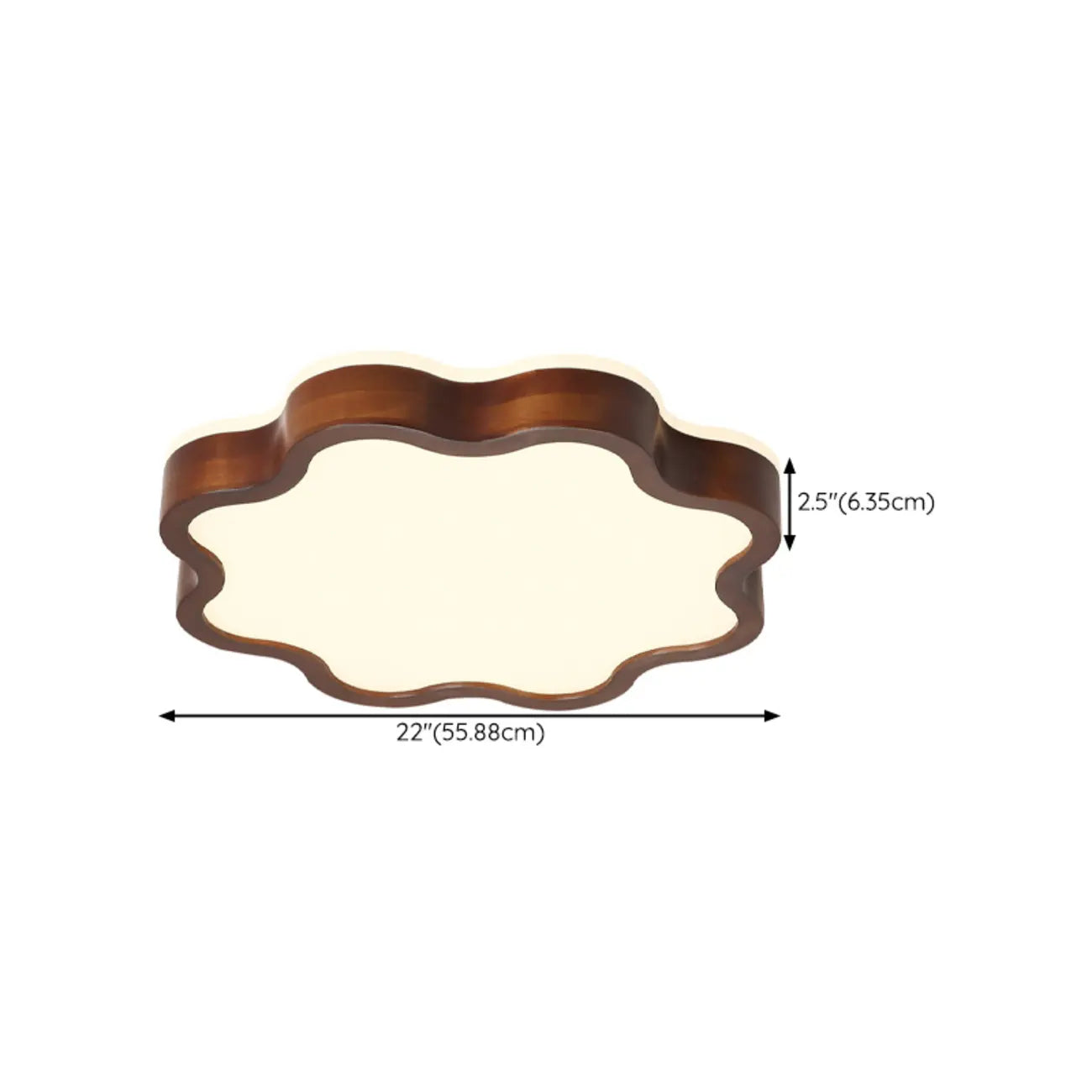 Plafonnier LED encastré en bois de noyer à motif floral