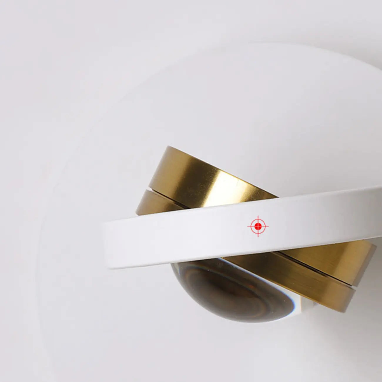 Lampada da parete rotonda in metallo con vetro trasparente e rotazione a 360°