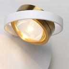 Lampada da parete rotonda in metallo con vetro trasparente e rotazione a 360°