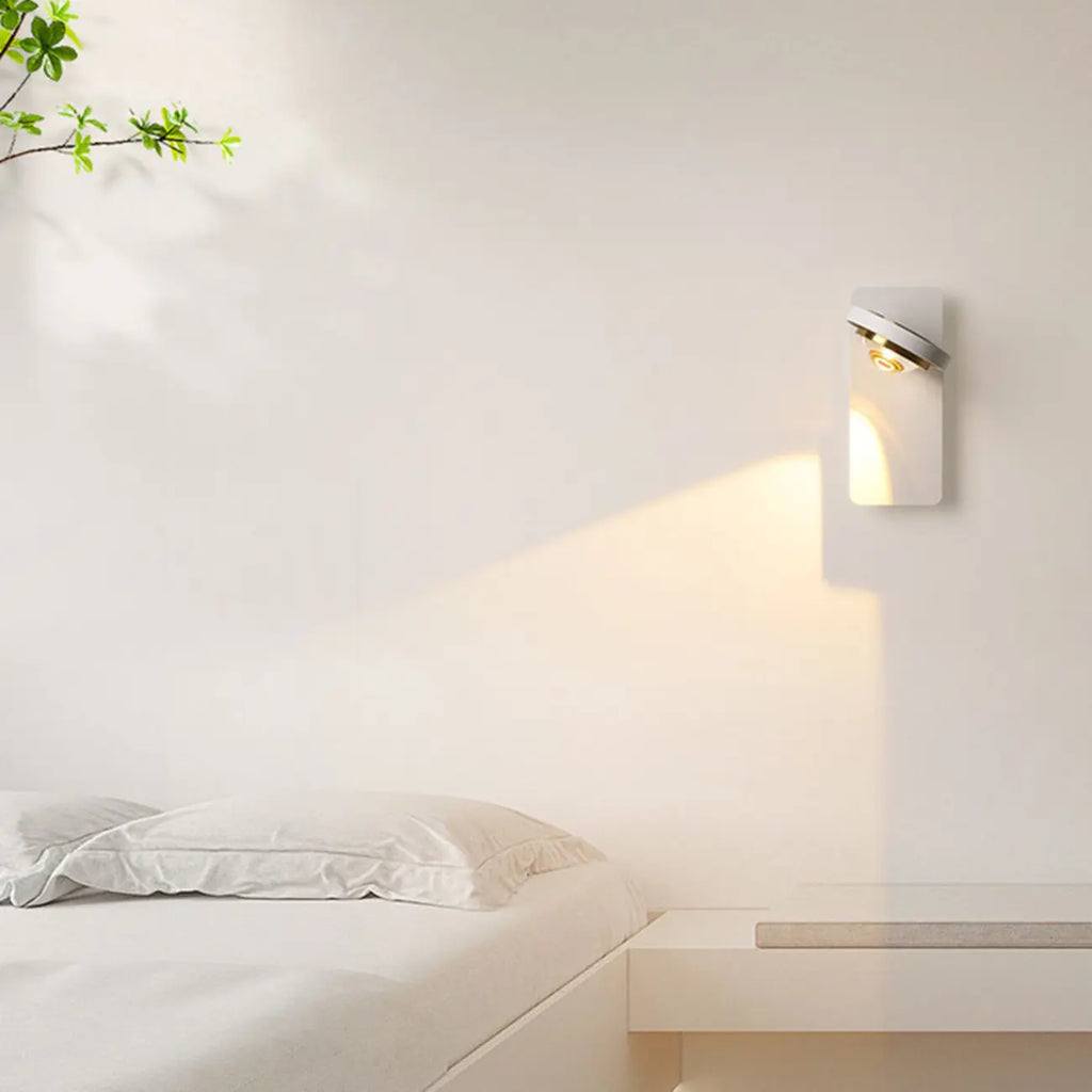 Lampada da parete rotonda in metallo con vetro trasparente e rotazione a 360°