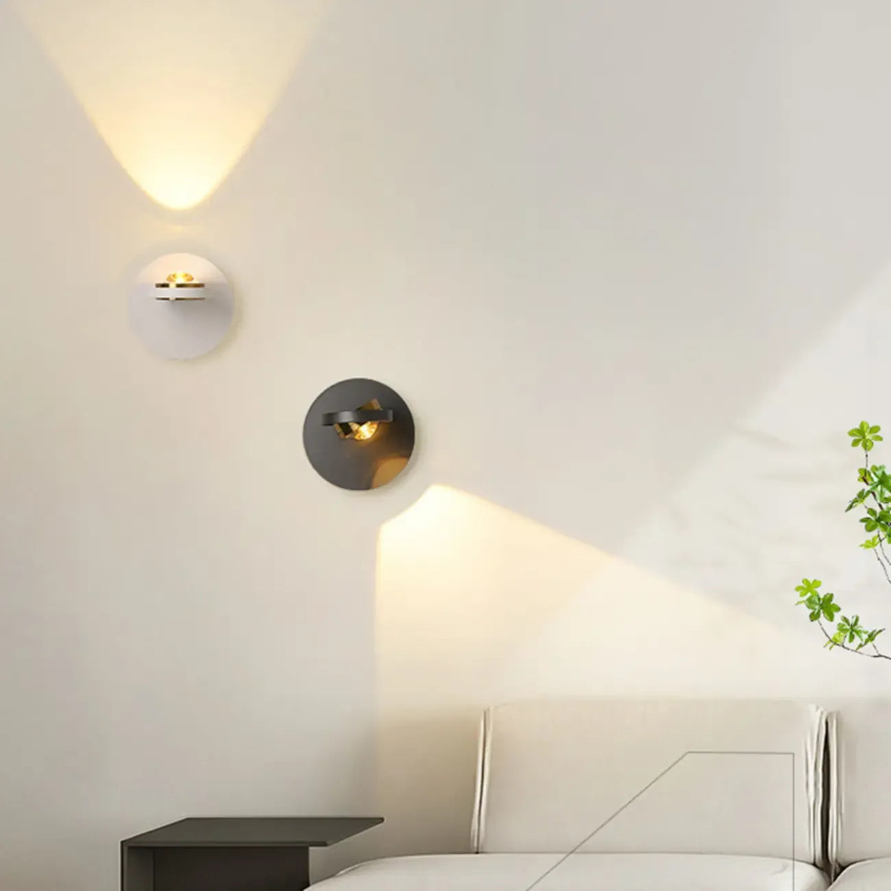 Lampada da parete rotonda in metallo con vetro trasparente e rotazione a 360°