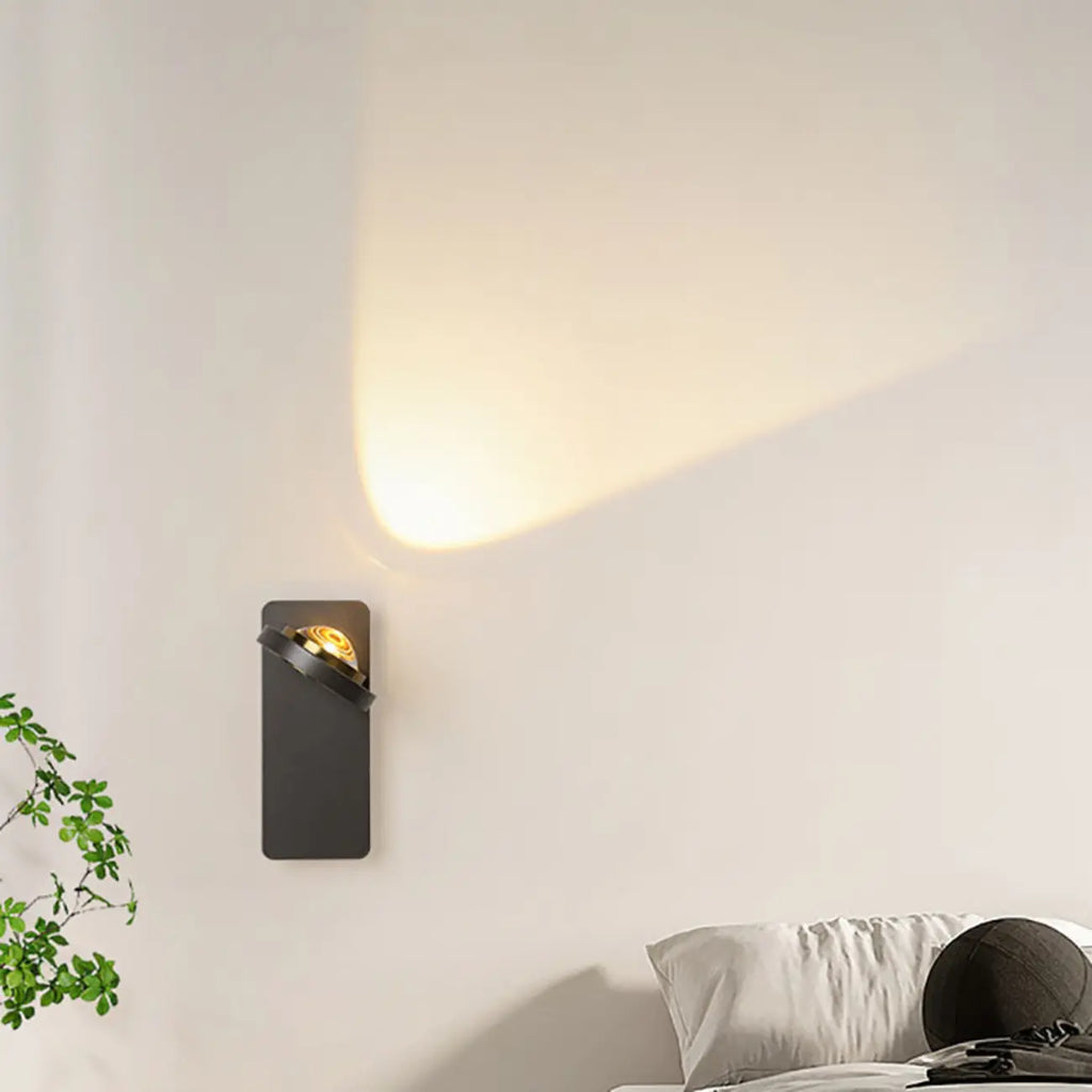 Lampada da parete rotonda in metallo con vetro trasparente e rotazione a 360°
