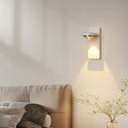 Lampada da parete rotonda in metallo con vetro trasparente e rotazione a 360°
