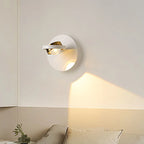 Lampada da parete rotonda in metallo con vetro trasparente e rotazione a 360°