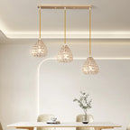 Suspension moderne à 3 lumières en chrome et cristal pour îlot de cuisine