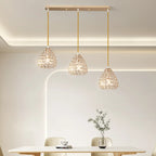 Suspension moderne à 3 lumières en chrome et cristal pour îlot de cuisine