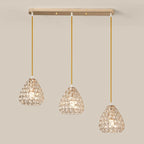 Suspension moderne à 3 lumières en chrome et cristal pour îlot de cuisine