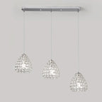 Suspension moderne à 3 lumières en chrome et cristal pour îlot de cuisine