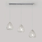 Suspension moderne à 3 lumières en chrome et cristal pour îlot de cuisine