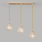 Suspension moderne à 3 lumières en chrome et cristal pour îlot de cuisine