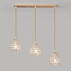 Suspension moderne à 3 lumières en chrome et cristal pour îlot de cuisine