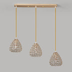 Suspension moderne à 3 lumières en chrome et cristal pour îlot de cuisine