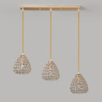 Suspension moderne à 3 lumières en chrome et cristal pour îlot de cuisine
