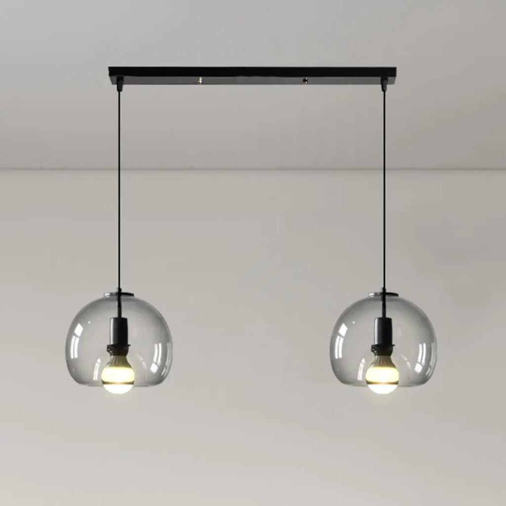 Suspension moderne en verre noir globe pour îlot de cuisine