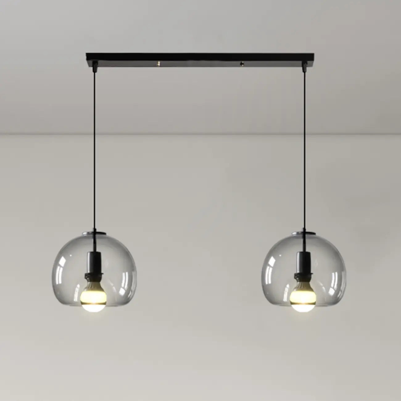 Suspension moderne en verre noir globe pour îlot de cuisine