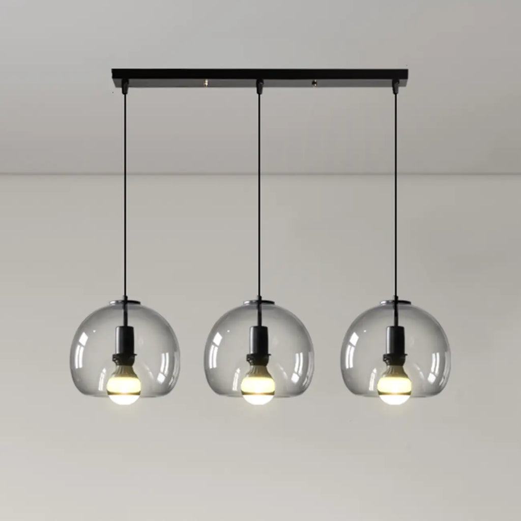 Suspension moderne en verre noir globe pour îlot de cuisine