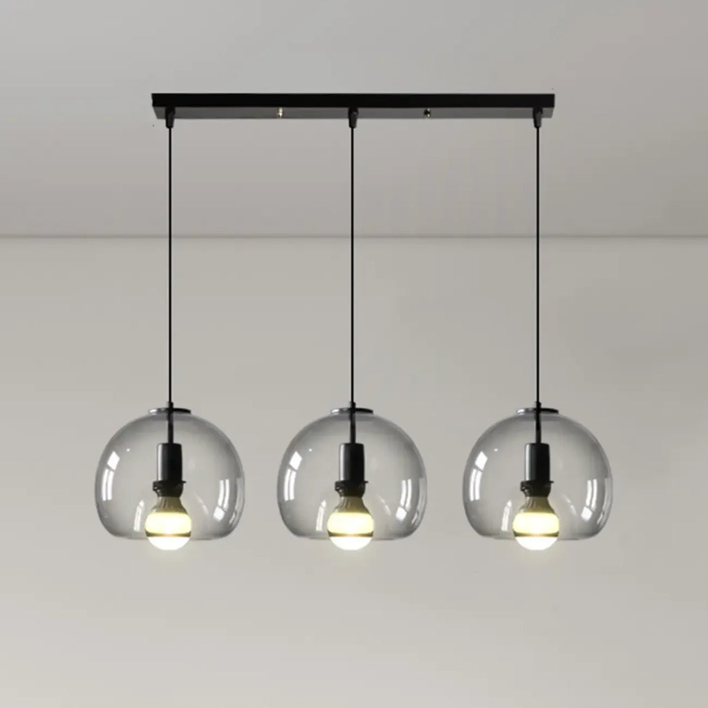 Suspension moderne en verre noir globe pour îlot de cuisine