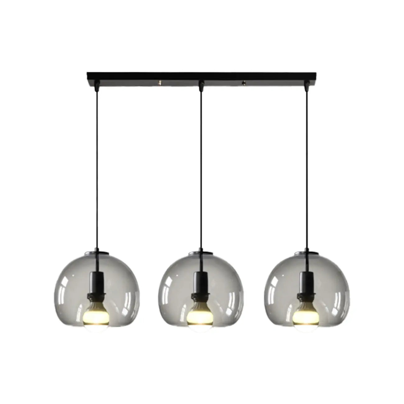 Suspension moderne en verre noir globe pour îlot de cuisine