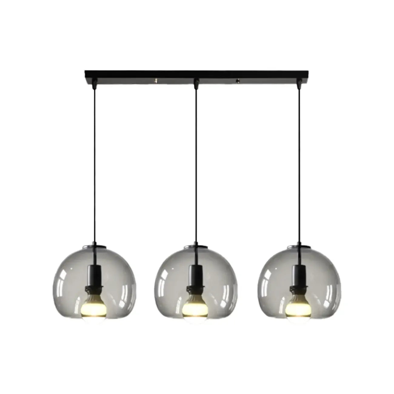 Suspension moderne en verre noir globe pour îlot de cuisine