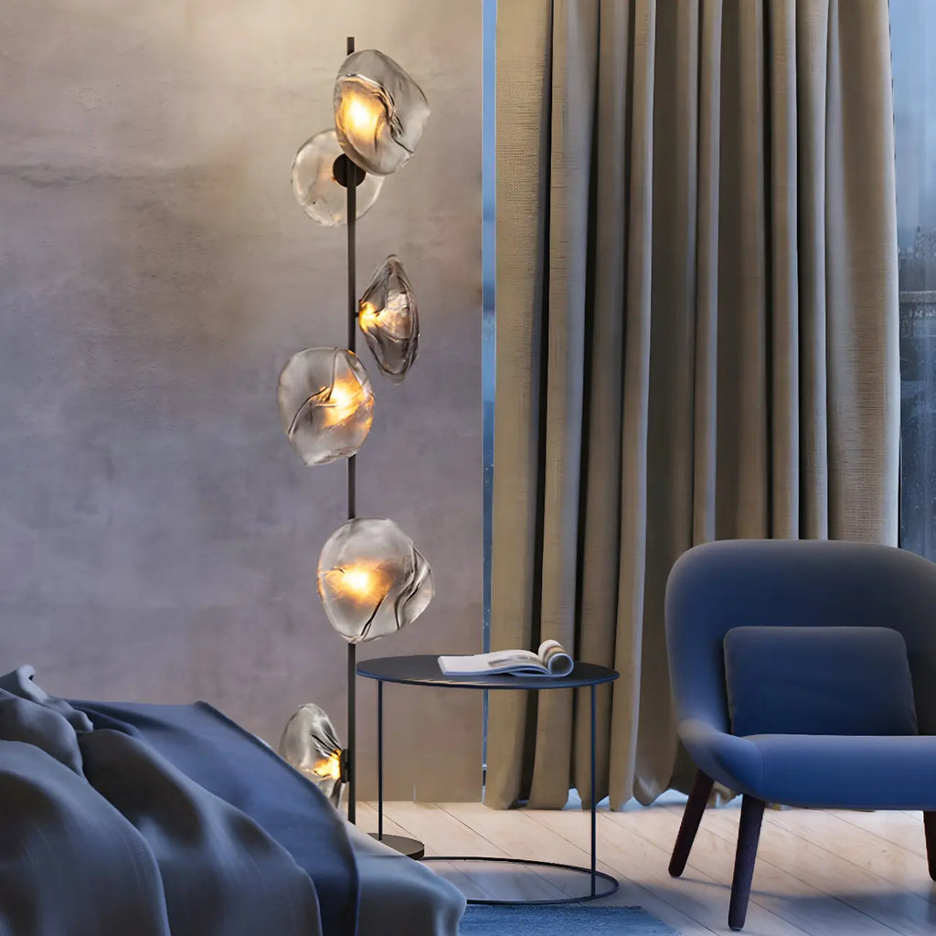 Lampadaire LED moderne en verre prismatique à brancher pour salon