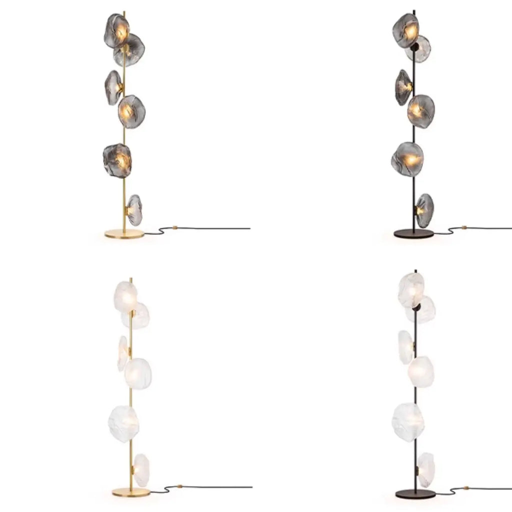 Lampadaire LED moderne en verre prismatique à brancher pour salon