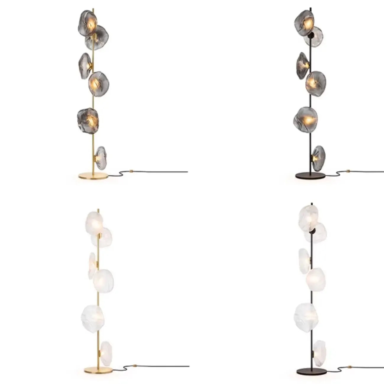 Lampadaire LED moderne en verre prismatique à brancher pour salon