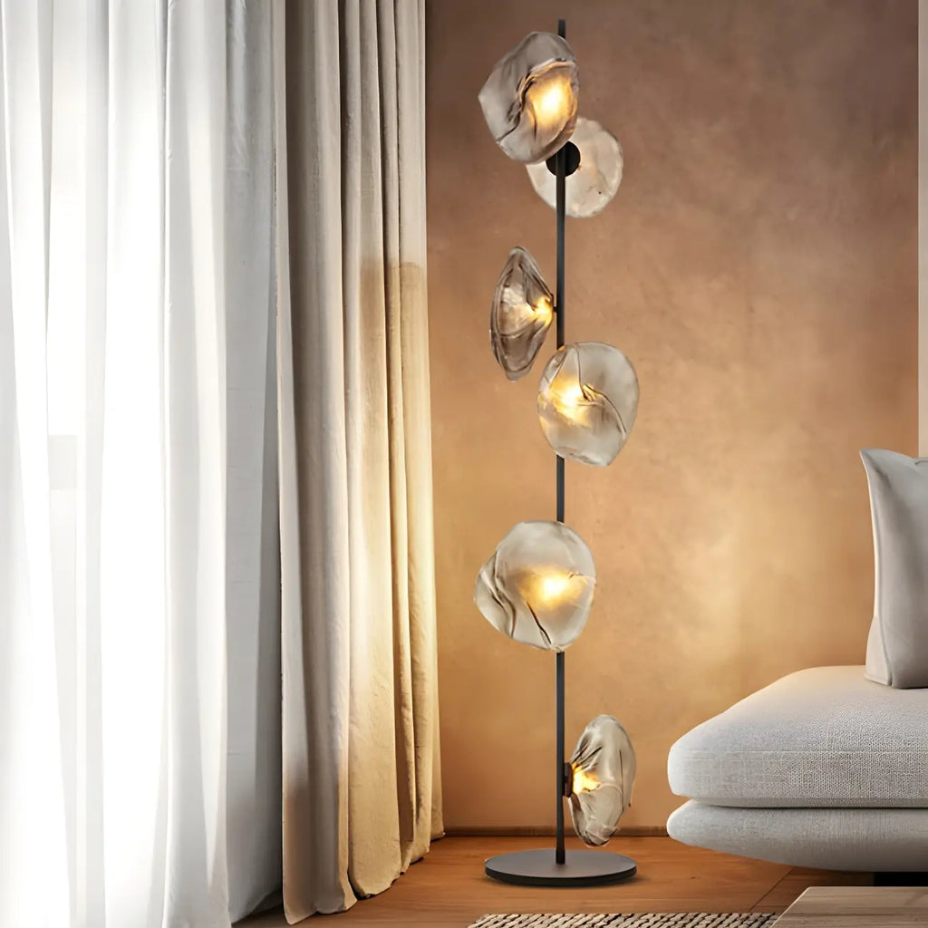 Lampadaire LED moderne en verre prismatique à brancher pour salon