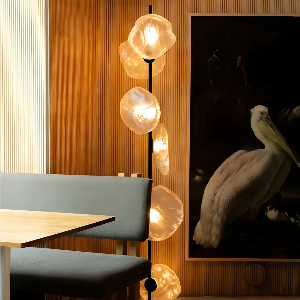 Lampadaire LED moderne en verre prismatique à brancher pour salon
