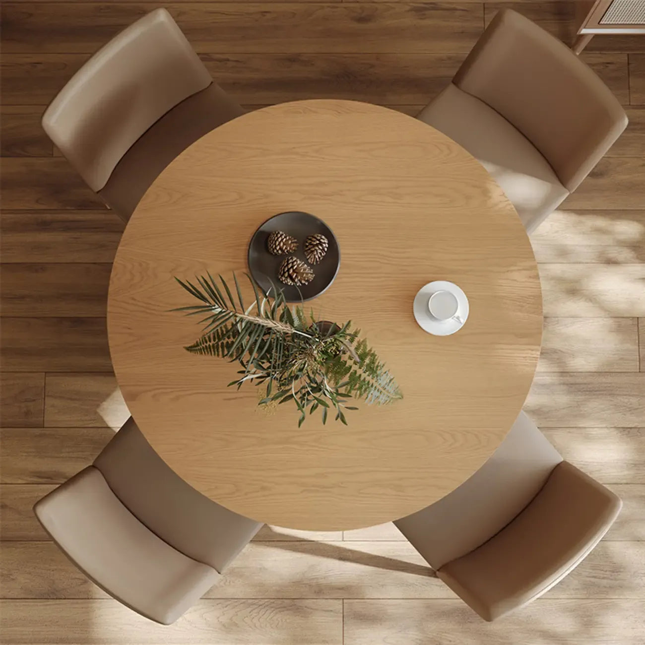 Table de salle à manger ronde moderne en bois clair