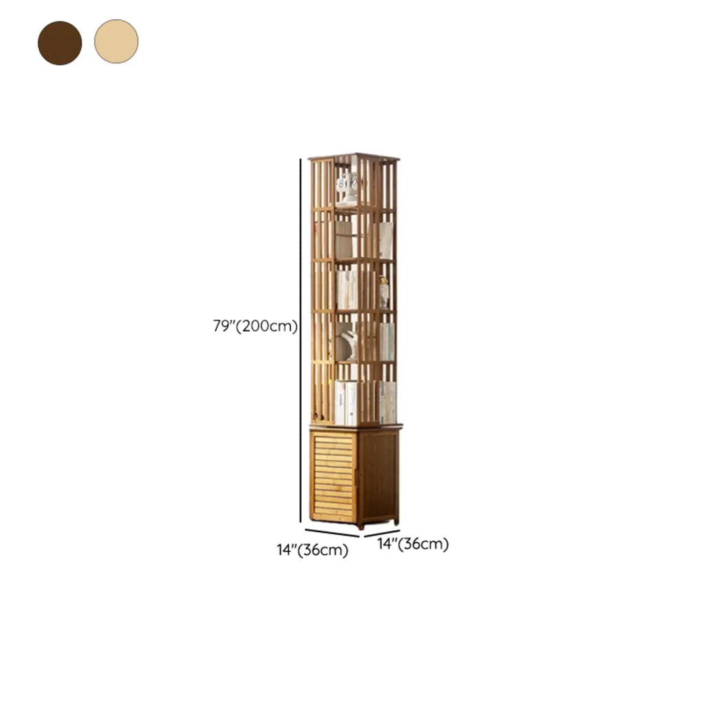 Bibliothèque d'angle étroite carrée en bois marron