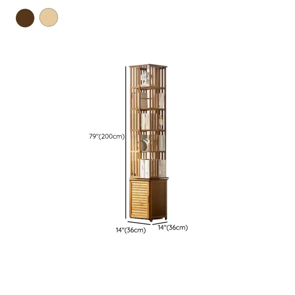 Bibliothèque d'angle étroite carrée en bois marron